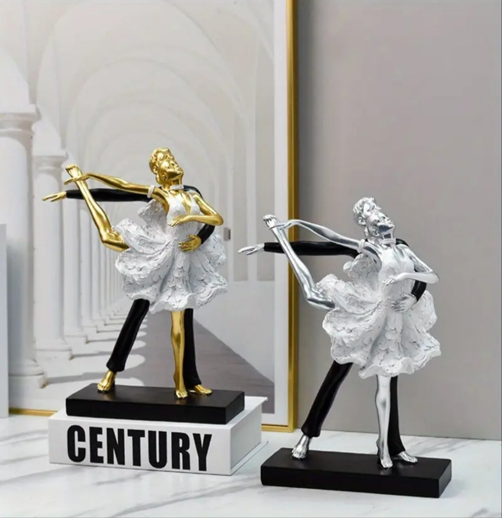Elegant Nordic-Inspired Dancing Girl Figurine - Resin Art Craft