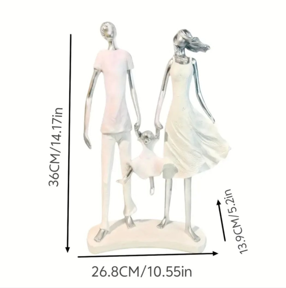 1pc Abstract Figure Statue 14.17 inches A happy family of three pure handmade sculpture art home decoration length, width and height 26.8 * 13.9 * 36cm