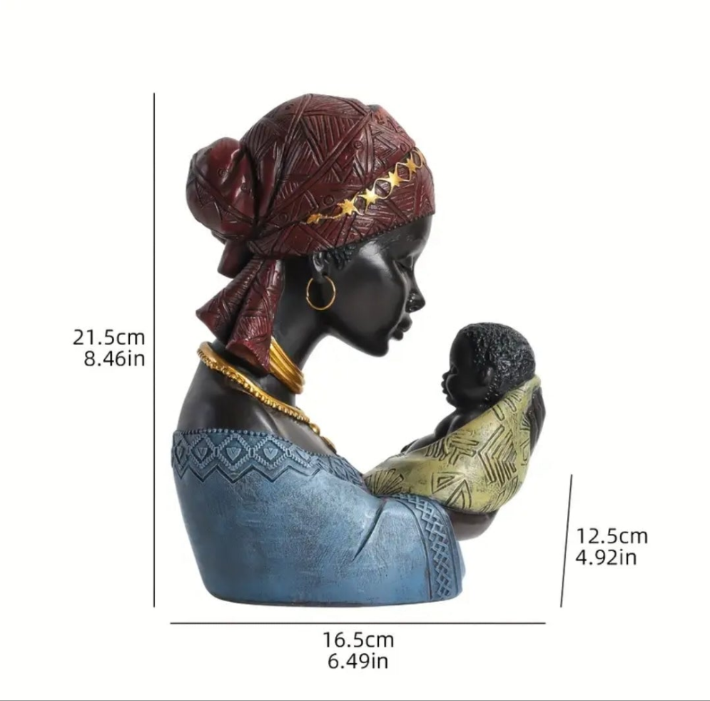 Elegant African Mother and Youngsters Figurine