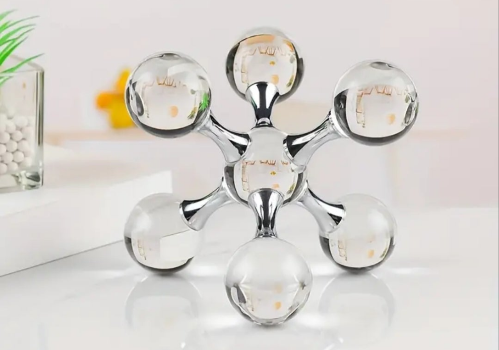 2pcs Crystal Hexagonal Molecular Ball Ornaments- Silvery