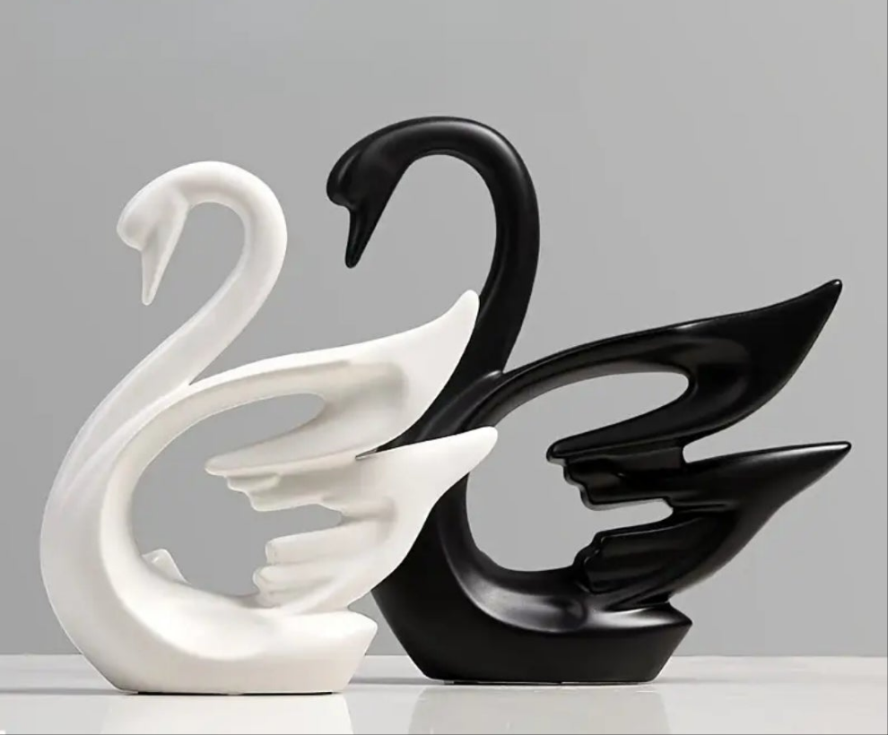 2pc/set, Ceramic Art Creative Swan Ceramic Ornaments
