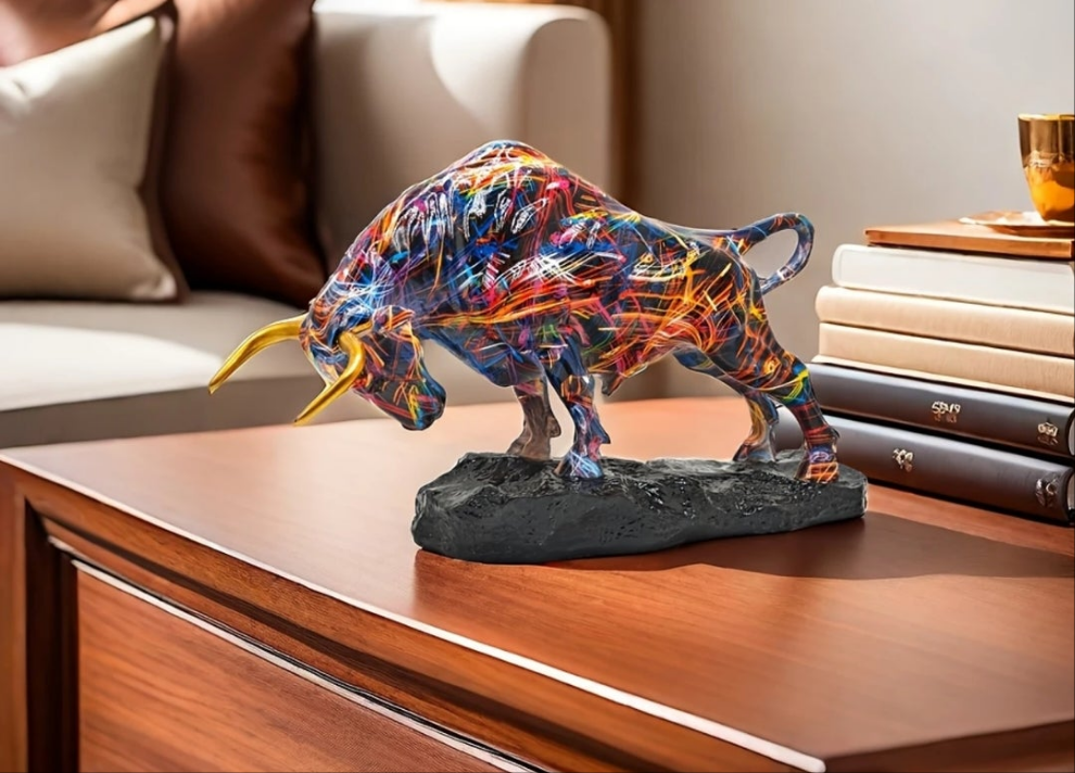 Elegant Bronze Bull Statue