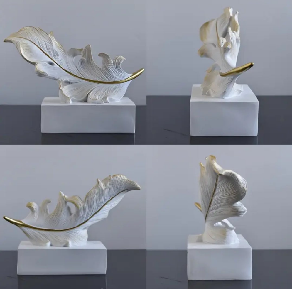 1pc 19.99 cm High Resin Feather Statue Ornaments