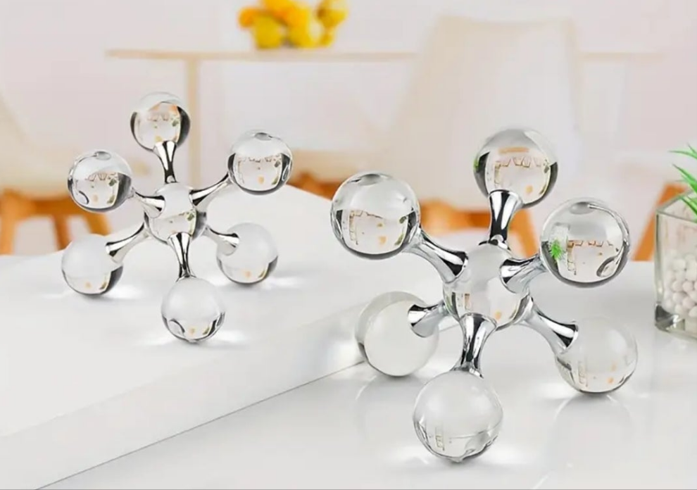 2pcs Crystal Hexagonal Molecular Ball Ornaments- Silvery