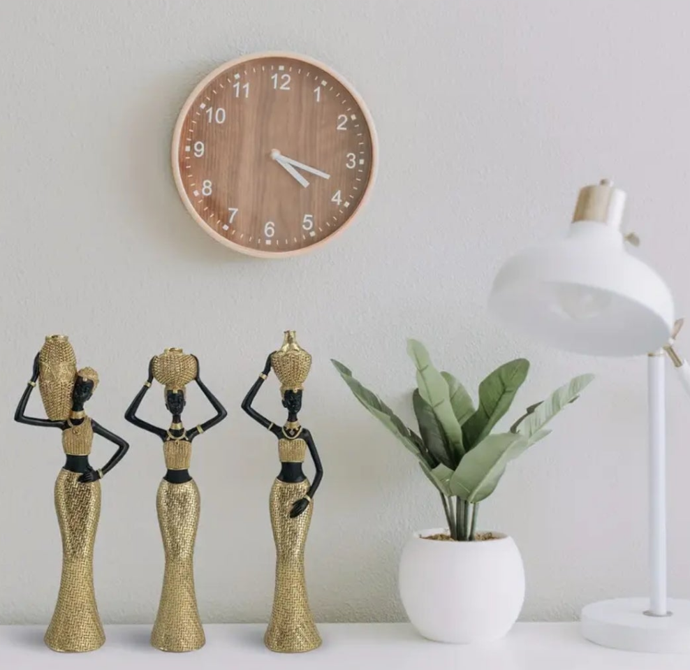3 PCS African Golden Statues