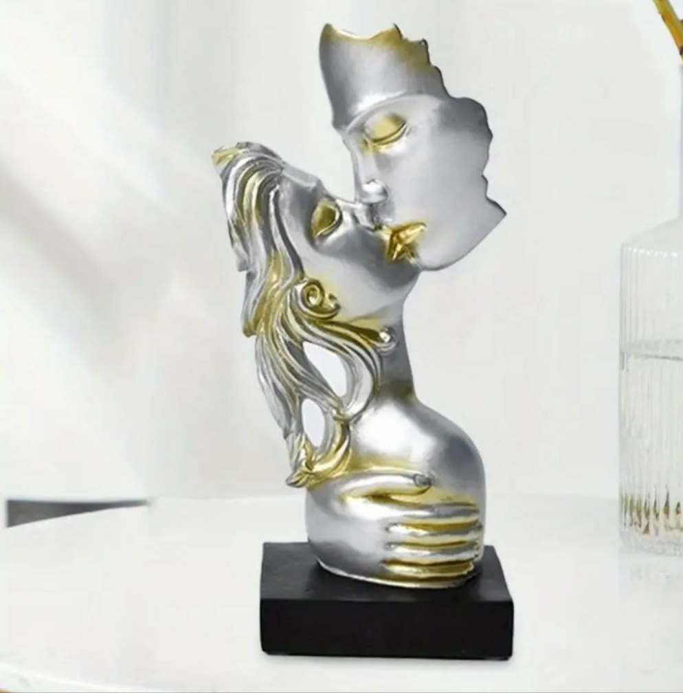 Elegant Champagne Resin Couple Statue