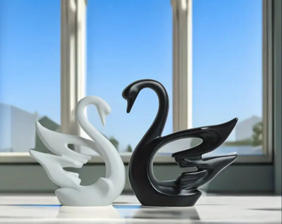 2pc/set, Ceramic Art Creative Swan Ceramic Ornaments