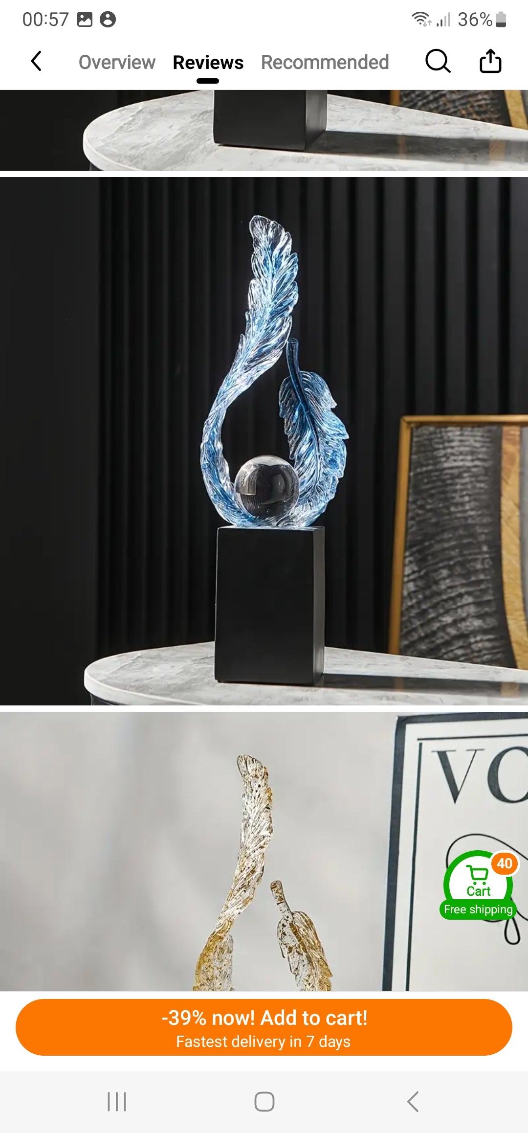 1pc Light Luxury Premium Feeling Transparent Resin Decorative Statue