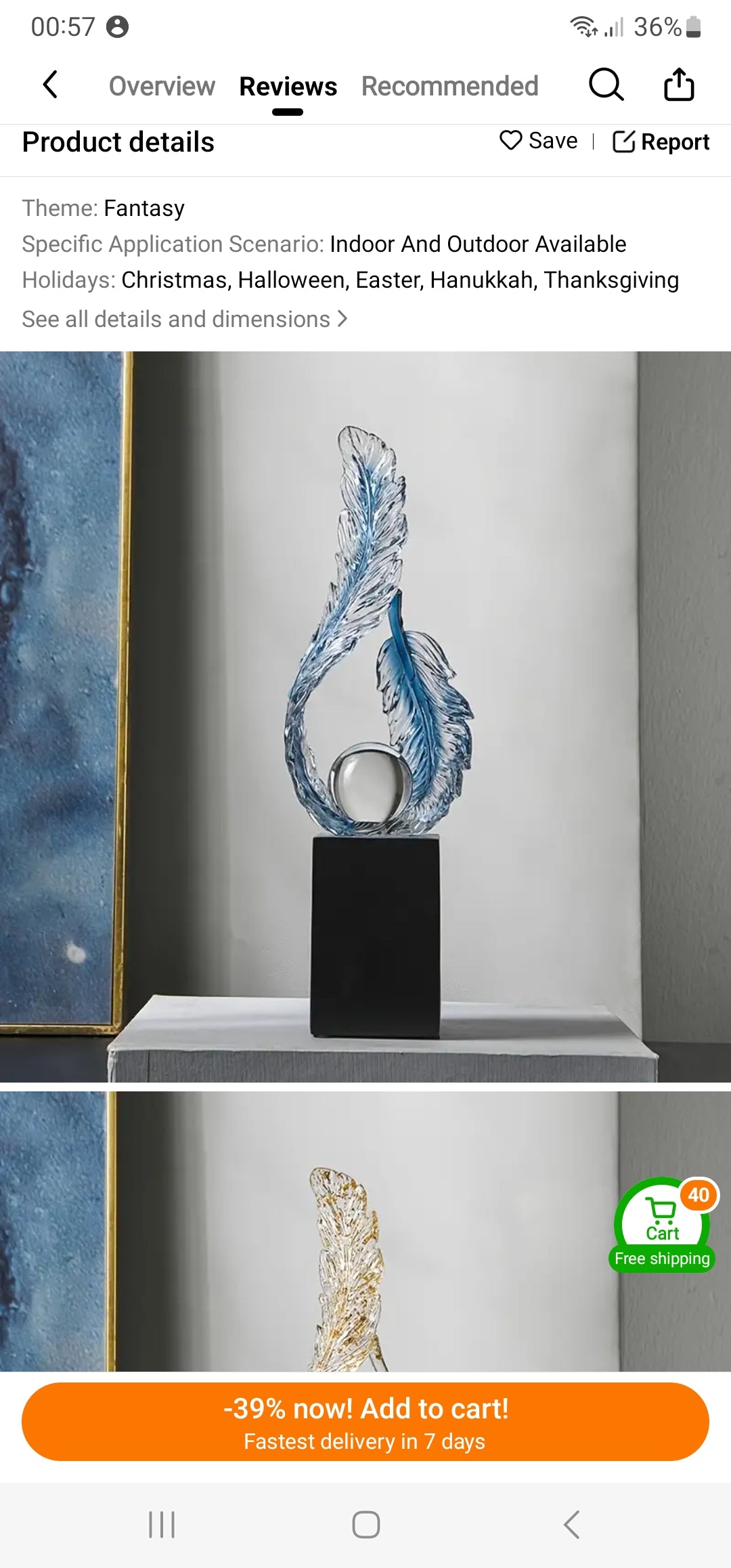 1pc Light Luxury Premium Feeling Transparent Resin Decorative Statue